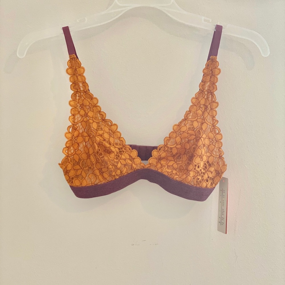 lace triangle bralette -Colsie marigold/maroon